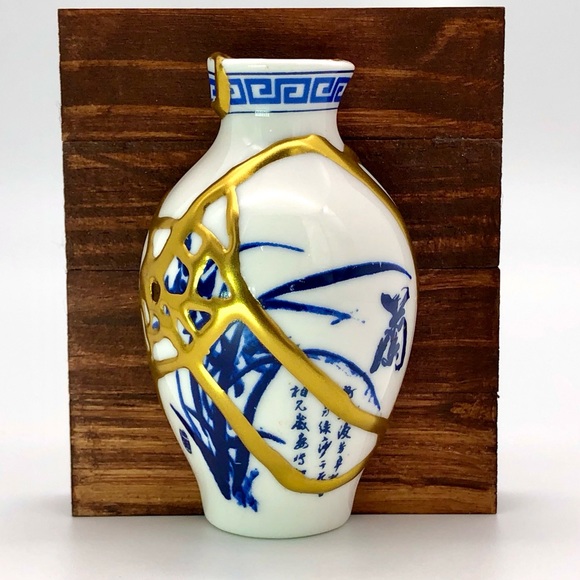 Kintsugi Vase Ceramic Magnet Kitchen Decor Gold Crack Gift Asian Calligraphy - Picture 9 of 9